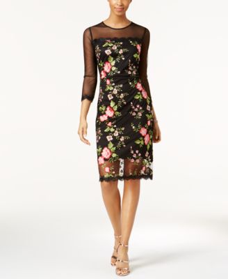 JAX Floral-Embroidered Mesh Dress ...